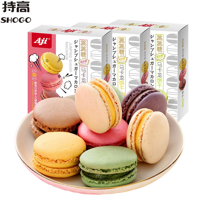 Aji Popping Candy Macaron Sandwich Biscuits 133g Multi-Flavor Office Internet Celebrity Snacks Wholesale