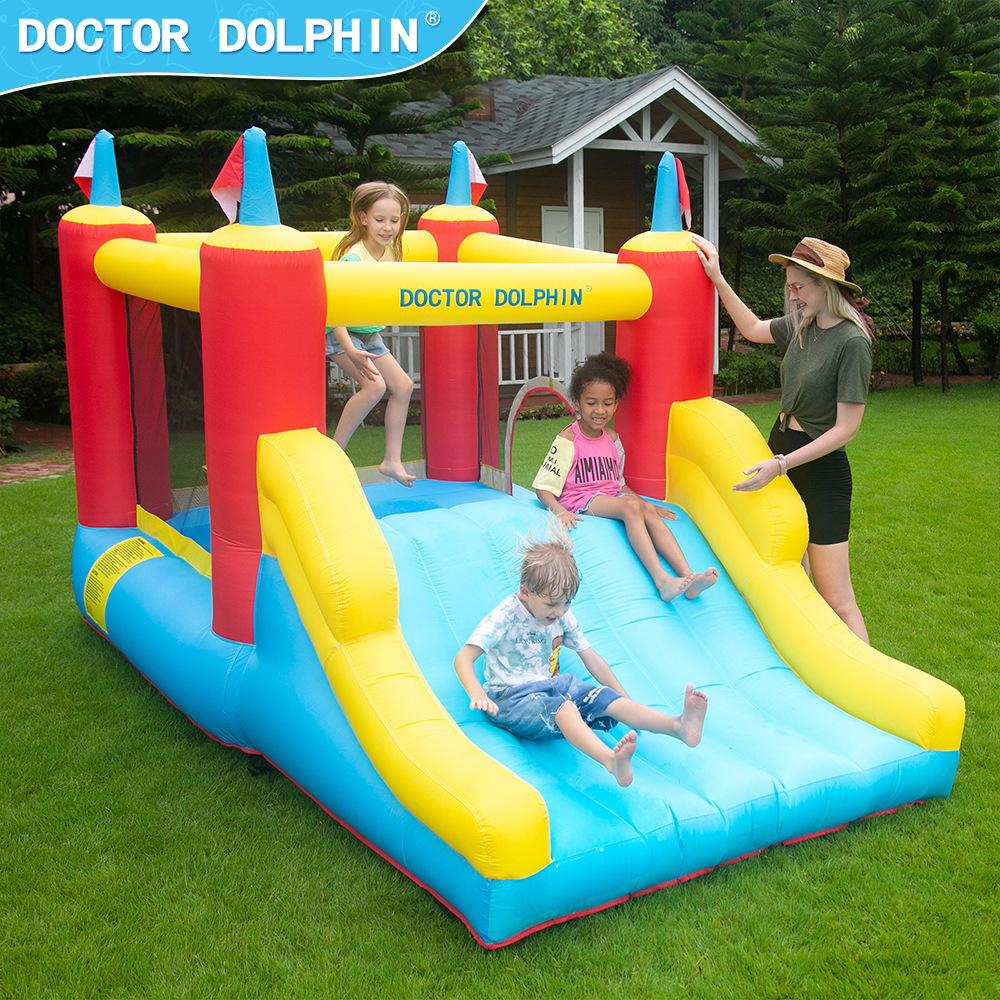 Doctor Delfín | Castillo inflable para niños, pequeño castillo inflable para exteriores, trampolín, tobogán inflable para niños, antideslizante