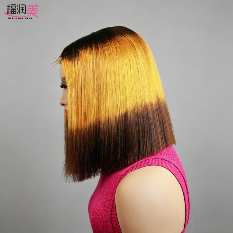 4/274 # 2*6BOB Wig, Vietnamese wig, bone straight, ombre color, short bob style 4/274 # 2*6BOB Wig, Vietnamese wig, bone straight, ombre color, short bob style