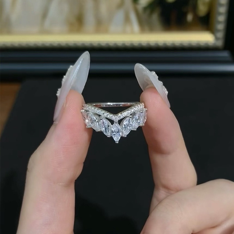 Oval Cz Engagement Ring And Stackable Set In Sterling Silver_voghion.com