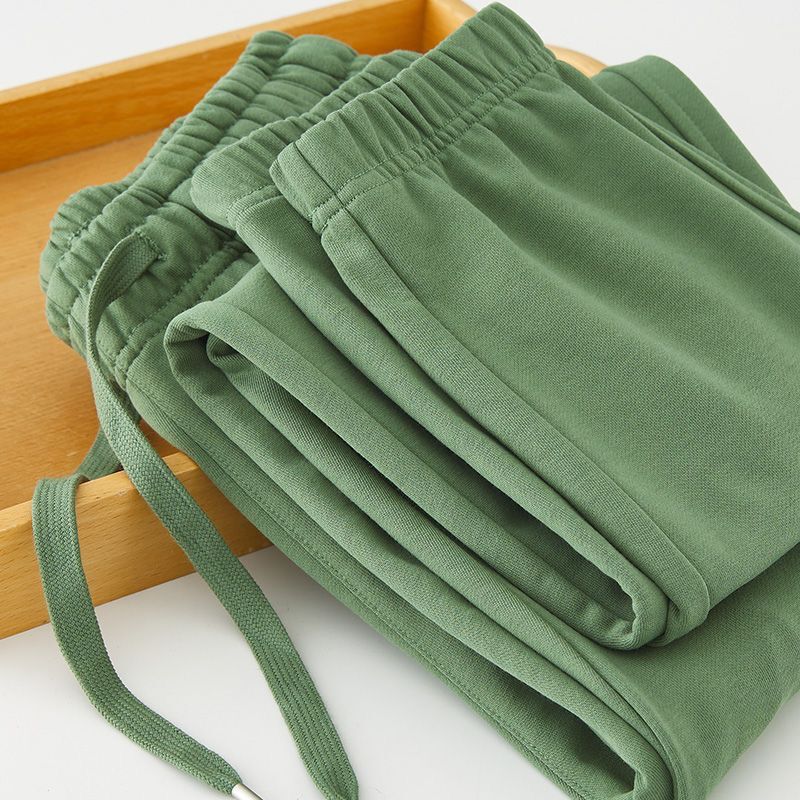 100% Pure Cotton Heavyweight Spring and Autumn Cotton Sweatpants for Women, Trendy High-Waisted Loose Casual Sports Pants, Women's Jogger Pants