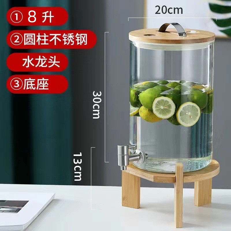 8 L + base + grifo de acero inoxidable cilíndrico