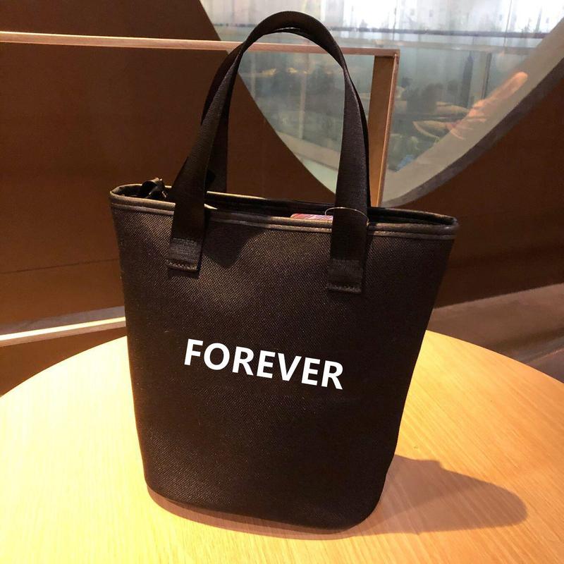 2026 Japanese-Style Minimalist Canvas Tote Bag, Fashionable French-Style Simple Solid Color Cylindrical Mommy Bag with Bow, Lunch Box Bag