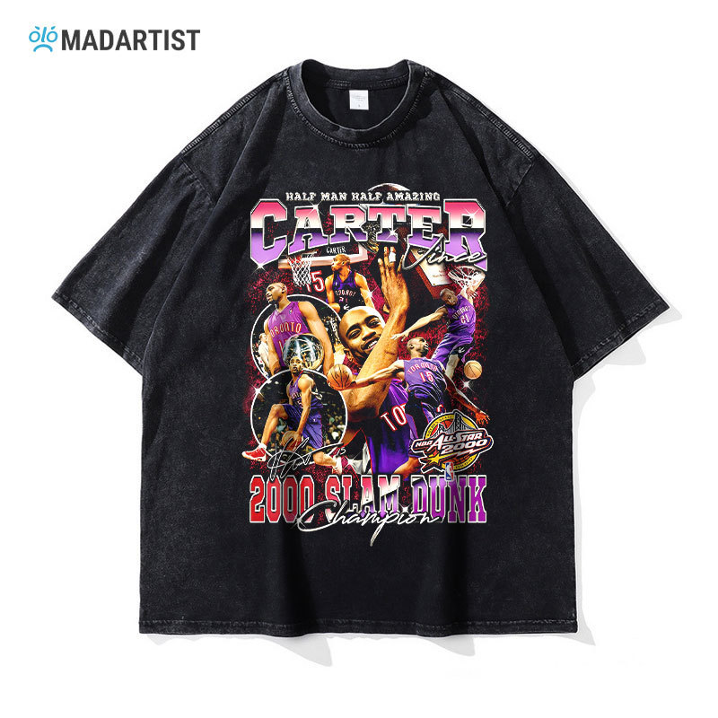 Madartist Vince Carter Star Vintage Washed T-Shirt American Retro Short Sleeve