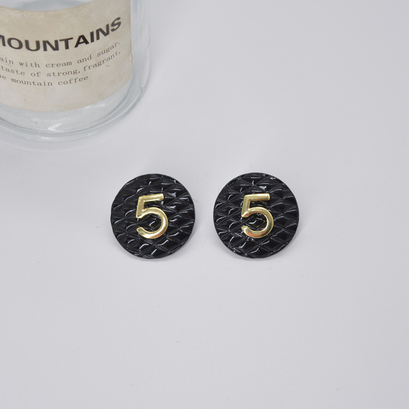 Black geometric retro fashionable elegant small design earrings