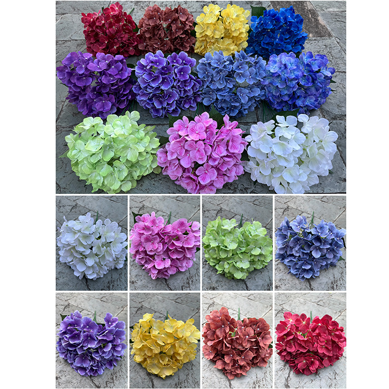 外贸把束绣球花厂家 5头3D大花绣球 紫色婚礼路引花墙花球装饰假|undefined