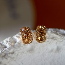 【烟黄水晶】韩国复古小众设计感秋冬暖色系耳钉蚊香盘耳夹无耳洞