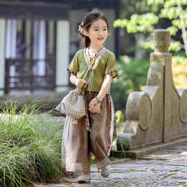 汉服女童套装2024夏季新款国风中式儿童南疆古风三件套洋气夏装潮