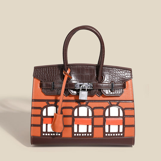 2024 New House Bag Niche Design Simple Car Stitching Platinum Bag Puleather Casual All-match Portable Kelly Bag
