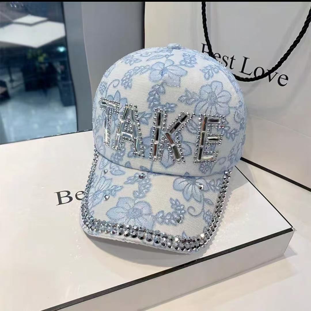 Rhinestone TAKE letra moda gorra de béisbol mujer primavera y verano nueva gorra de béisbol de diamantes de imitación sombrero para el sol de verano moda todo fósforo