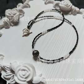 10-11mm大溪地龙鳞项链 大溪地龙鳞＋天然白水晶＋天然黑尖晶