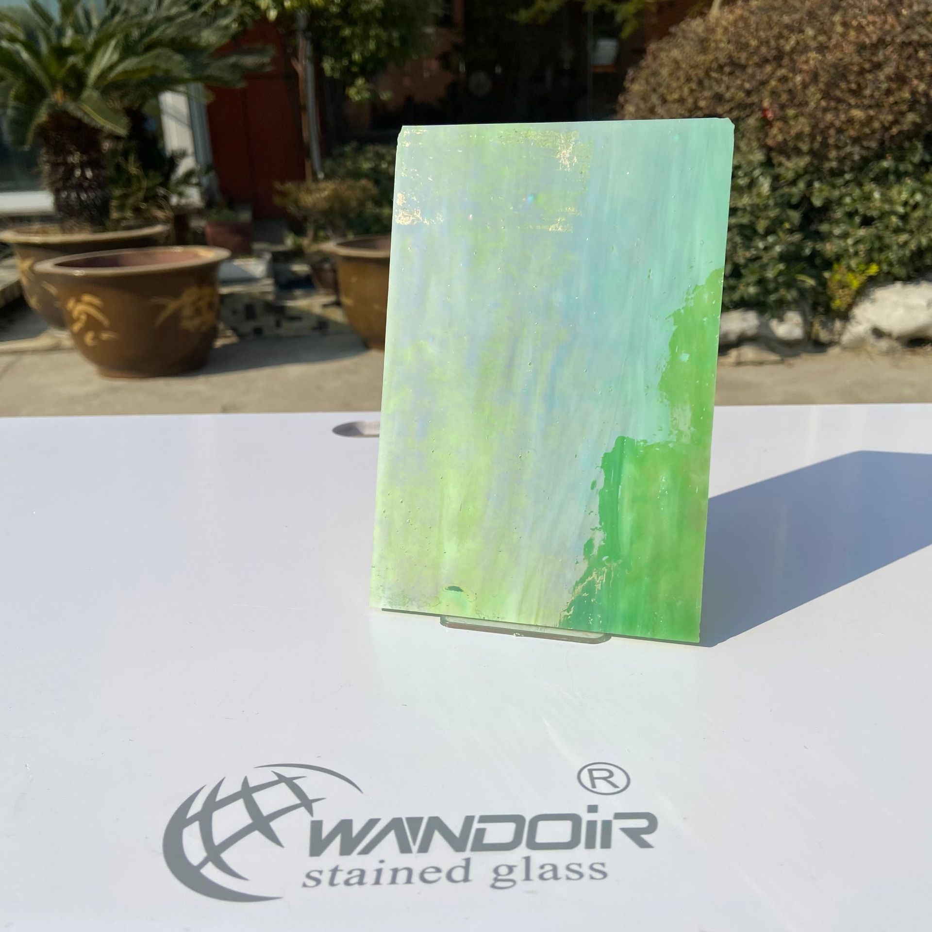 【厂家直销】珠光幻彩波纹玻璃绿茶色玻璃【OPAL 13】