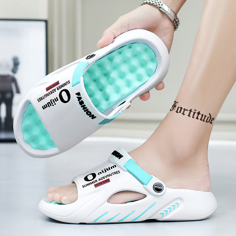 Zapatillas de coco para hombres de verano antideslizantes y resistentes al desgaste, zapatillas rojas para conducir, zapatos de agujero de tamaño grande