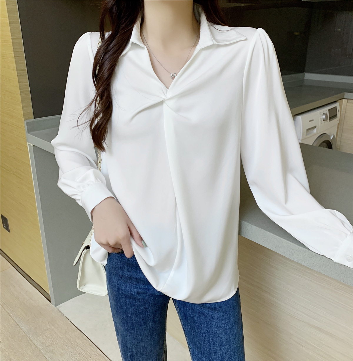 silk satin long-sleeved shirt Nihaostyles wholesale clothing vendor NSFYF76632