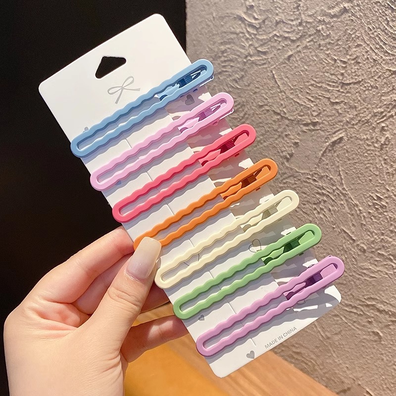 Clip de cabello de color lindos para mujeres bordas laterales frangeas de alta sensación de clip de borde de la frente rotura cabello de boca de pato tocado
