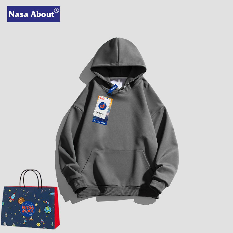 NASA hooded sweater men's autumn, spring and autumn 2024 new tide brand heavy American plus size pullover sweater