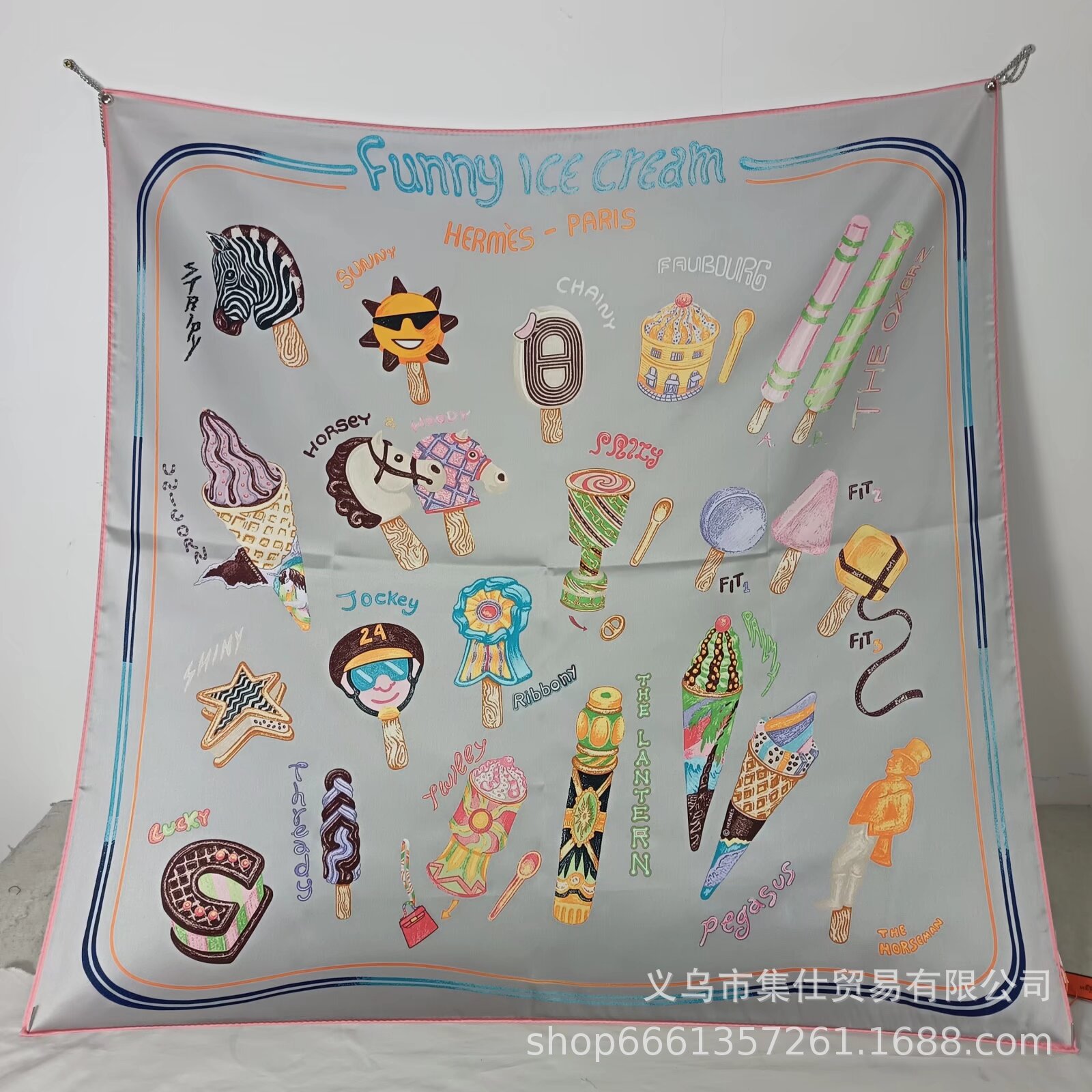 Bufandas de seda de moda europeas y americanas transfronterizas bufandas elegantes de alta calidad lujosas impresión de letras de seda impresión caliente en el extranjero