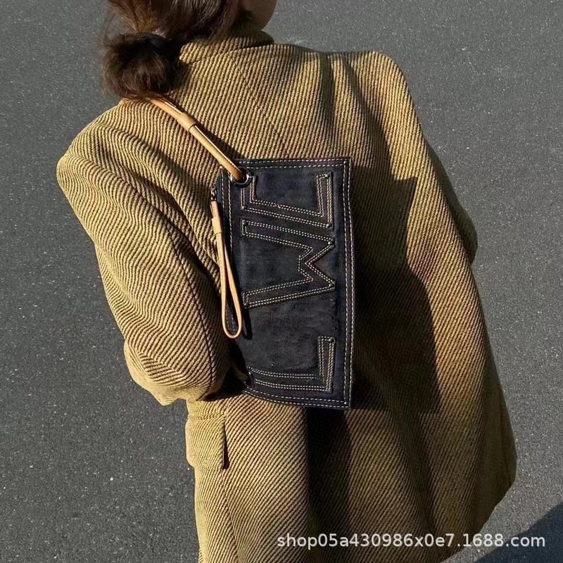 クロスボディ海外中古レトロデニムパッチワーク刺繍柄ハンドバッグ横型トートバッグパッチワークキャンバスバッグ|undefined