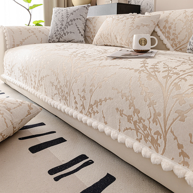 Capa de sofá de chenille francesa antiderrapante para todas as estações_voghion.com