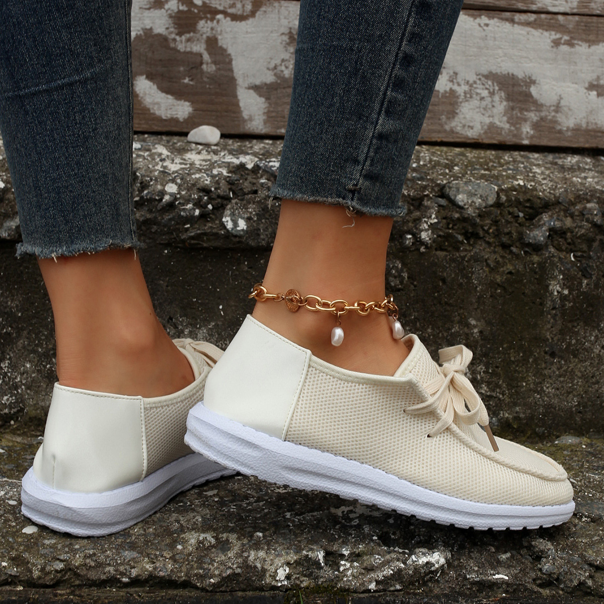 Women's Shoes large size color matching low top shoes flat round head graffiti canvas breathable sneakers _voghion.com