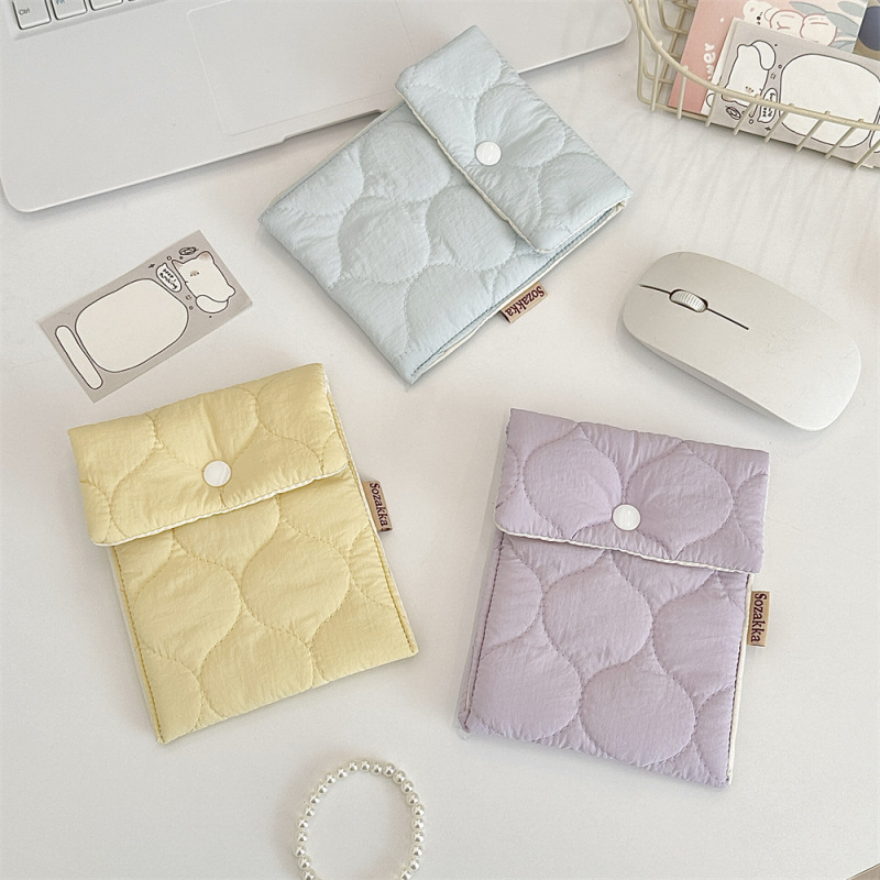 41262 Quilted Sanitary Bag Lipstick Storage Bag Student Mini Portable Health Period Sanitary Napkin Finishing Bag