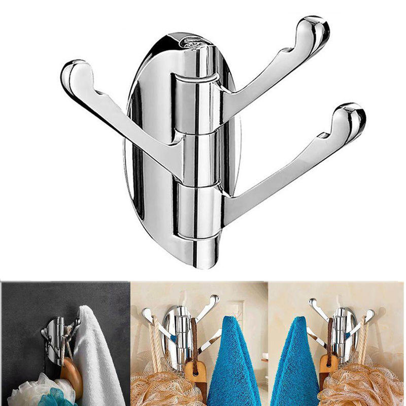 Foreign trade kitchen and bathroom hook perforated bathroom coat hook rotating clothes hook three hook movable clothes hook row hook Foreign trade kitchen and bathroom hook perforated bathroom coat hook rotating clothes hook three hook movable clothes hook row hook