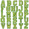 9985-17, Зелёный фон, жёлтые буквы, каждая буква по 2 шт., упаковка 52 шт.