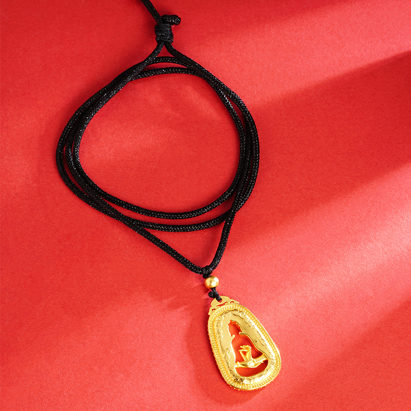 Arena antigua de oro estilo nacional bendición mano Guanyin Collar chapado en oro de los hombres y las mujeres de estilo antiguo de la joyería de oro de imitación colgante todo partido vivo caliente
