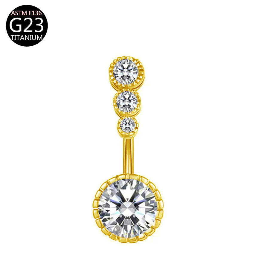 G23 へそリング愛の花蝶象嵌ジルコンへそリングヨーロッパとアメリカのクロスボーダー F136 ピアスジュエリー