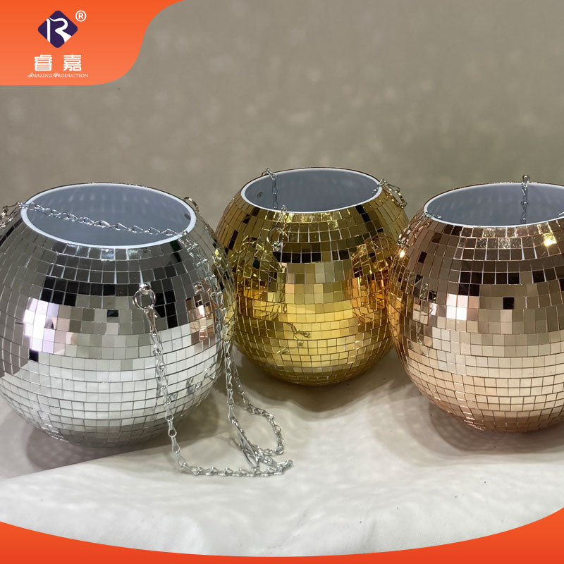 跨境热卖DISCO BALL PLANTER悬挂镜面球形绿萝吊兰花盆迪斯科花盆
