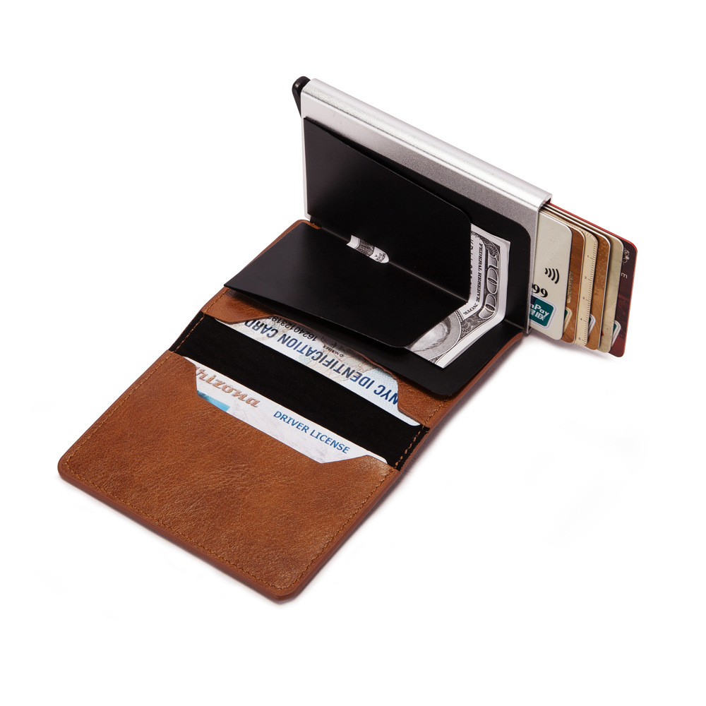 Cross-border Card Package Metal Aluminum Anti-theft Brush Anti-magnetic RFID Wallet Credit Card Box Automatic Pop-up Card Box Spot