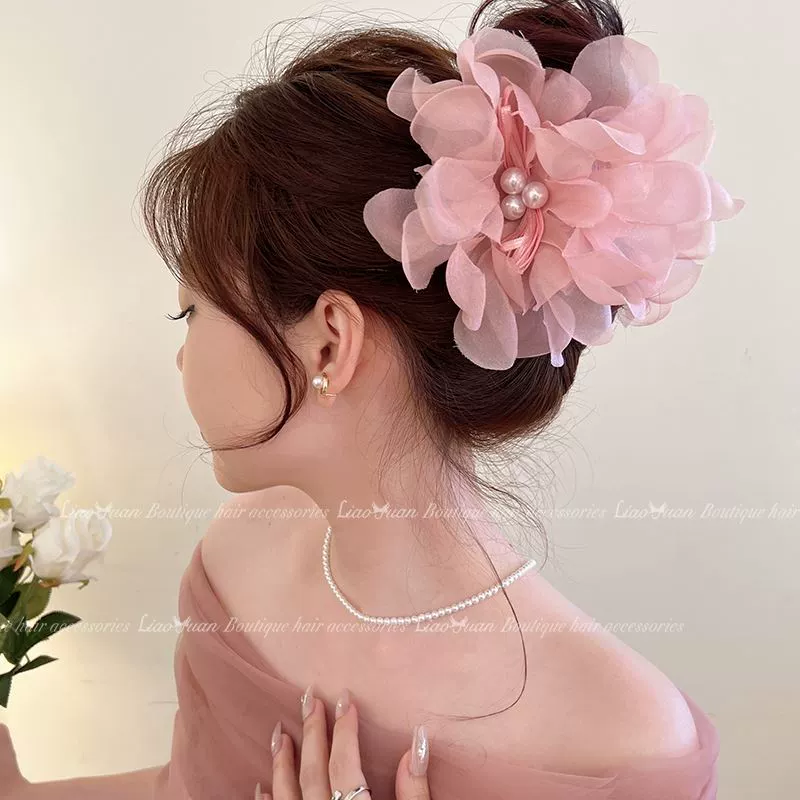Крабовая заколка Hairgrip, большой крабовый зажим, акула, с цветочным принтом, стиль высокого качества