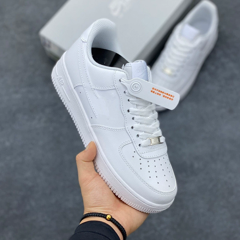 Putian Pure Original Air Force One Sneakers Toe-Layer Leather Couple Casual Versatile White Shoes Wear-Resistant Shock-Absorbing Men's and Women's Running Shoes