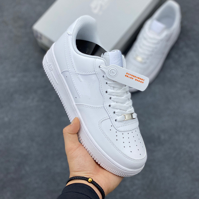 Putian Pure Original Air Force One Sneakers Toe-Layer Leather Couple Casual Versatile White Shoes Wear-Resistant Shock-Absorbing Men's and Women's Running Shoes