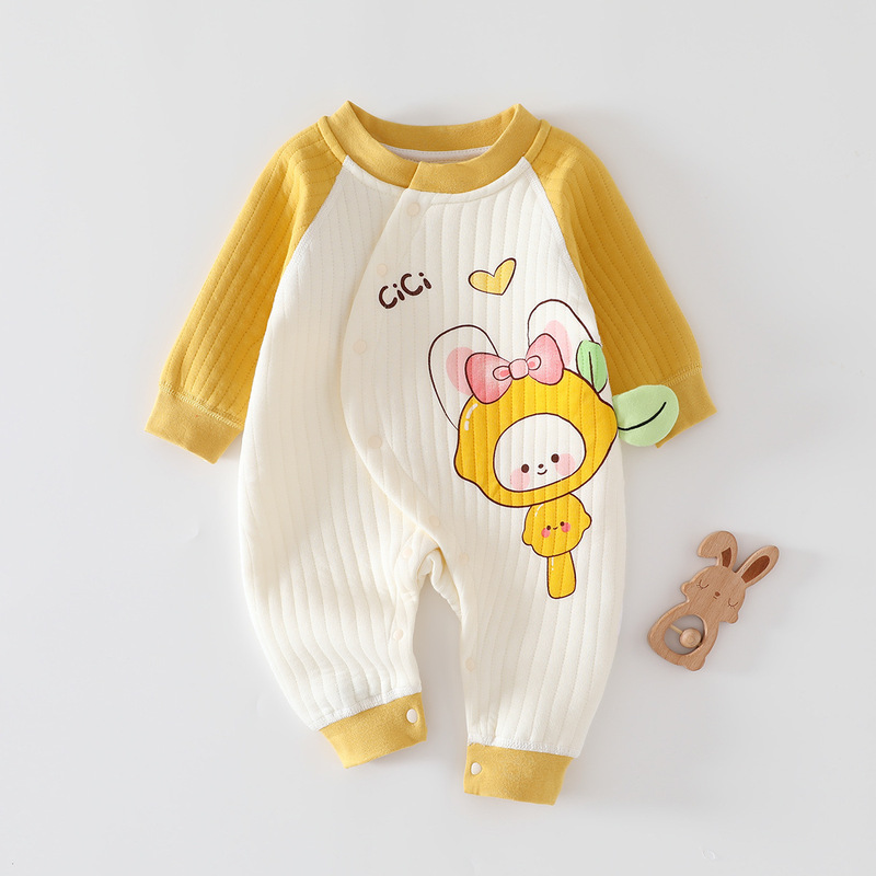 婧麒新生婴儿衣服秋冬装连体衣新款宝宝春秋季夹棉保暖长袖外出服|undefined