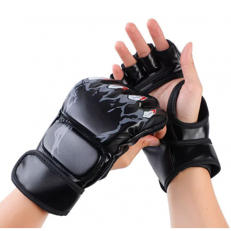 Guantes de boxeo de entrenamiento para niños de boxeo para adultos con medio dedo Sanda