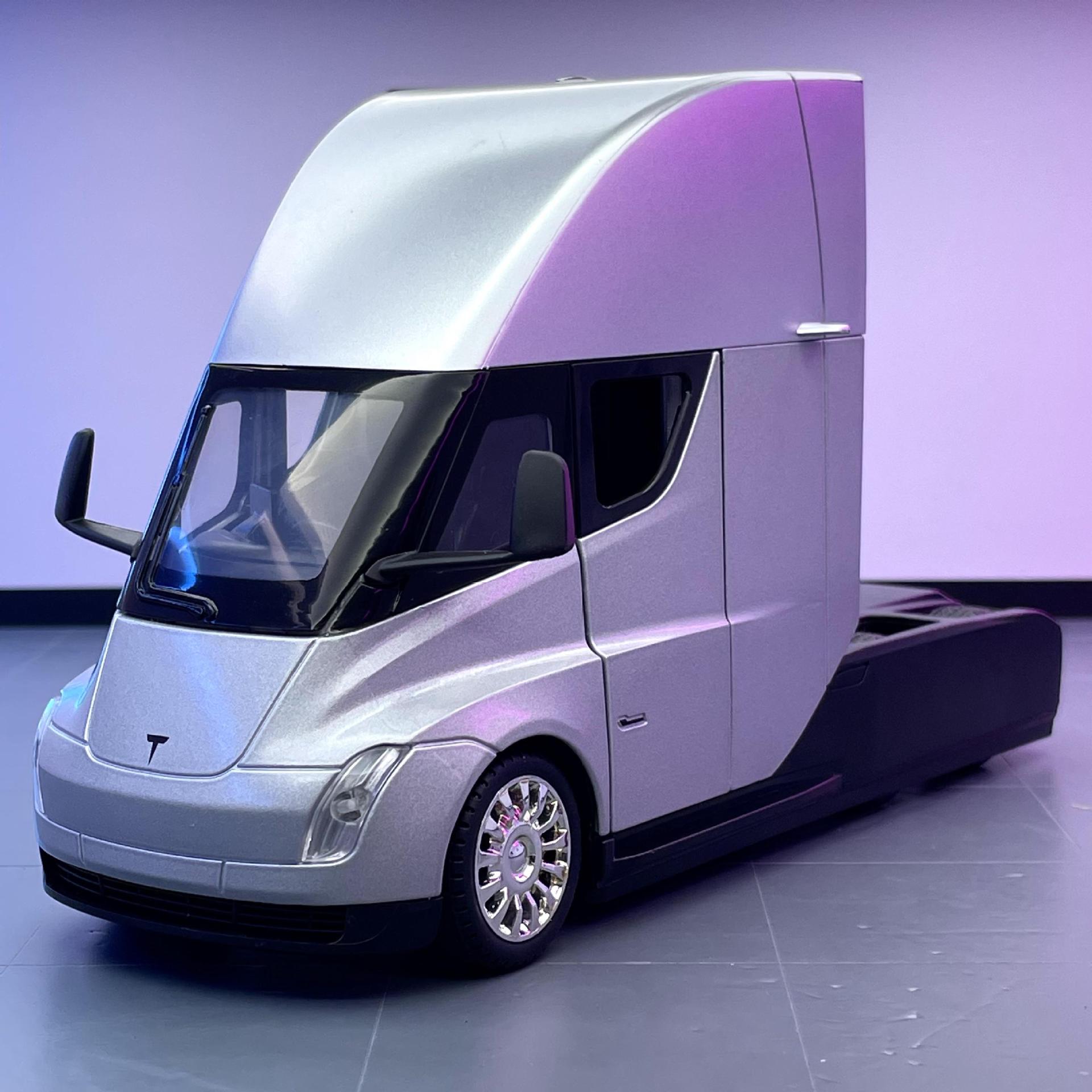 Nuevo modelo de coche de aleación Haodi 1:24 Tesla Semi Truck Tire Sound Light Children's Music Model Adornos