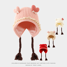 婴儿帽子秋冬款护耳帽女宝宝公主韩系花边小月龄保暖针织毛线帽潮