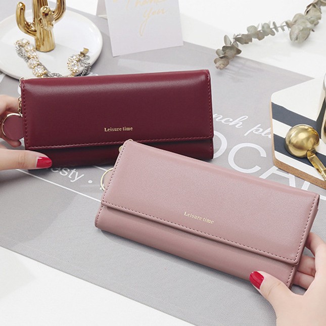 Cartera de mujer larga bolsa de tarjetas de color sólido gran capacidad de mujer alta sensación de cremallera transfronteriza billetera de moda mujer image 2