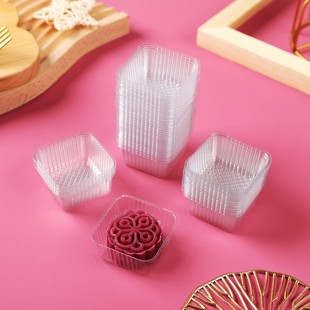 In stock moon cake holder mid-autumn moon cake bottom holder thickened inner tray ice skin egg yolk crisp packing box transparent gold blister box
