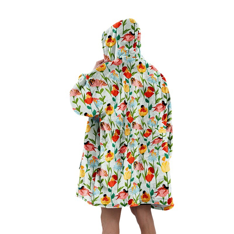 Pijamas transfronterizos engrosados de doble capa perezoso puede usar manta perezosa de franela perezoso con capucha pijamas de doble capa perezoso desgaste exterior