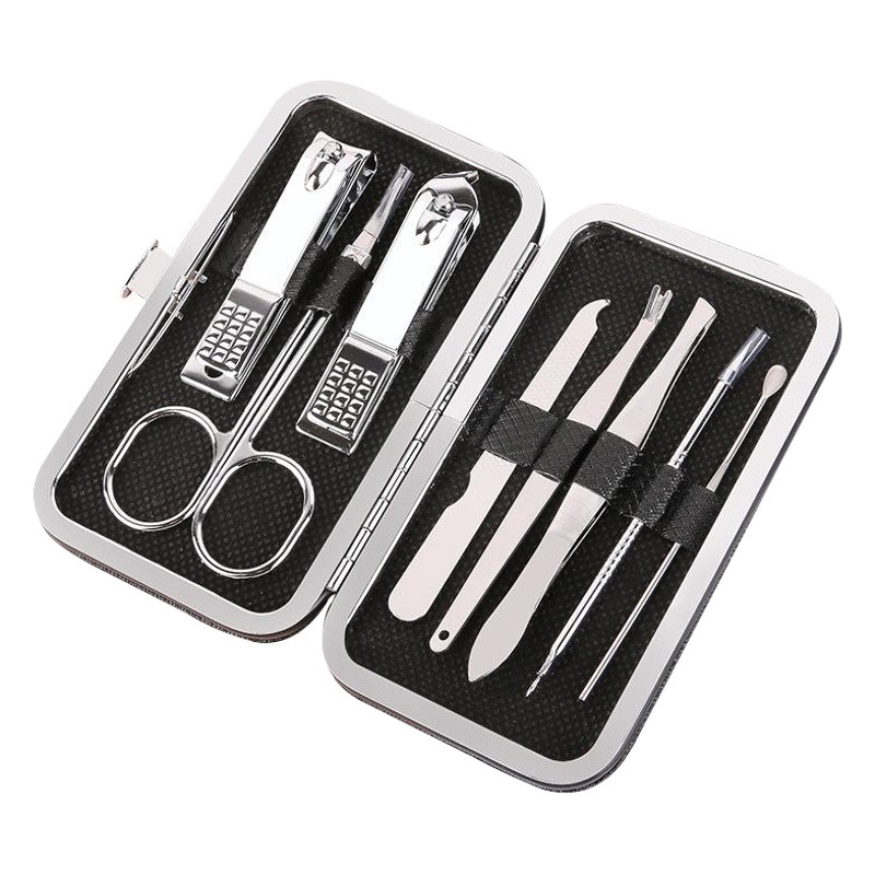 Leather box 8-piece nail clippers set Yiwu spot manicure nail tools Home portable nail clippers set