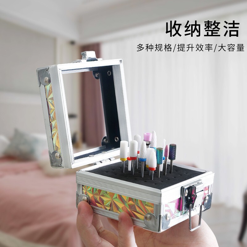 Cross-border nail polishing head storage box, portable tool box, 25-hole nail polishing tip display box, storage box