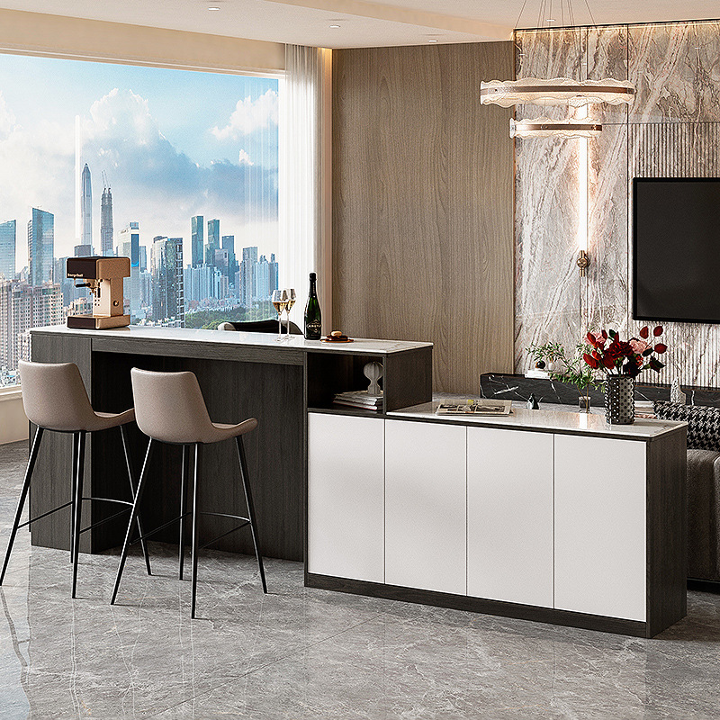 Light Luxury Bar Table Sofa Backrest Cabinet Home Living Room Slate Small Apartment Island Dining Table Solid Wood Partition Cabinet Integrated