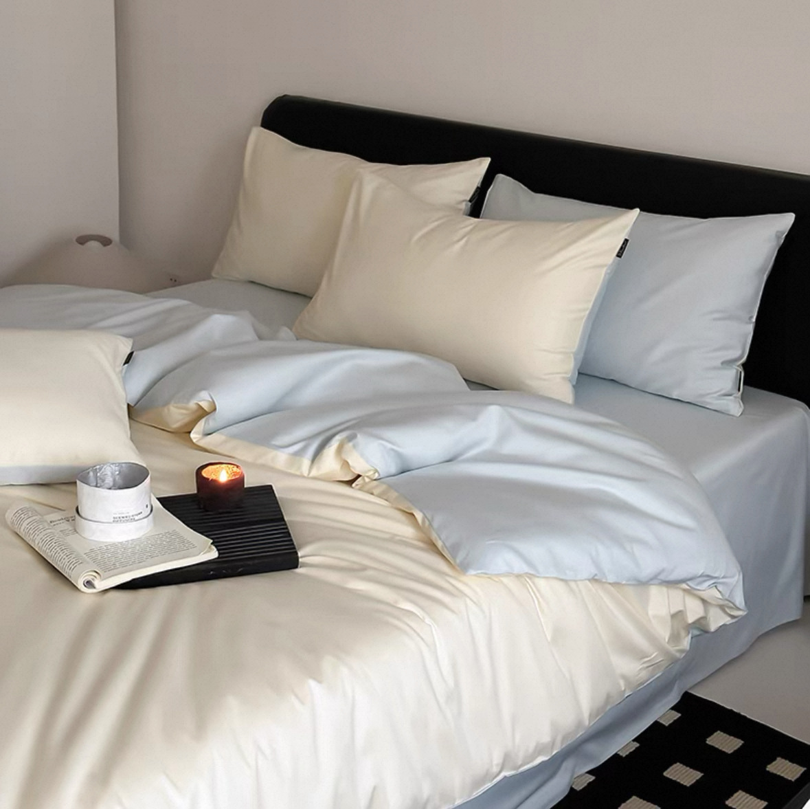 Nordic Minimalist Pure Cotton Duvet Cover Set, Solid Colour Luxury_voghion.com