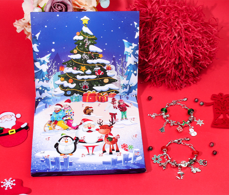 Christmas Jewelry Making Christmas Countdown 24 Calendar Advent Surprise Blind Box Christmas DIY Creative Combination Christmas Bracelet_voghion.com