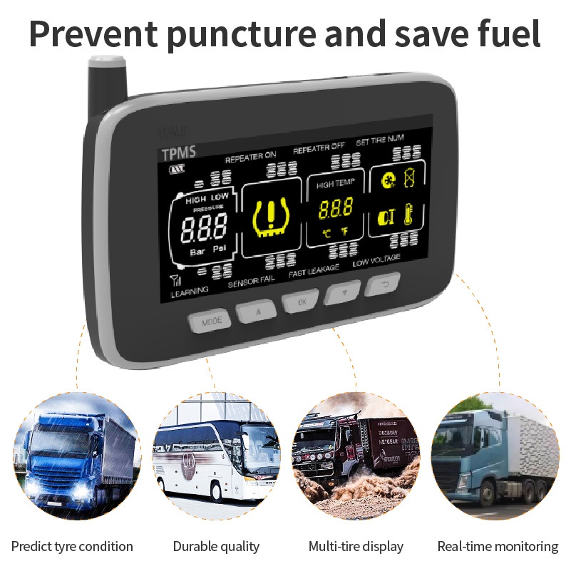 Truck and Mining Vehicle Tire Pressure Monitoring Instrument Tpms Universal Built-In and External Pressure Sensor Tire Pressure Detection System