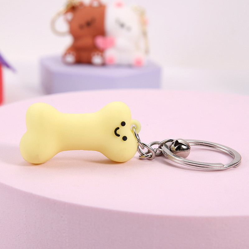 新しいクリエイティブ漫画かわいい子犬の骨キーホルダーバッグアクセサリーカップル友人ギフトキーチェーンペンダント|undefined