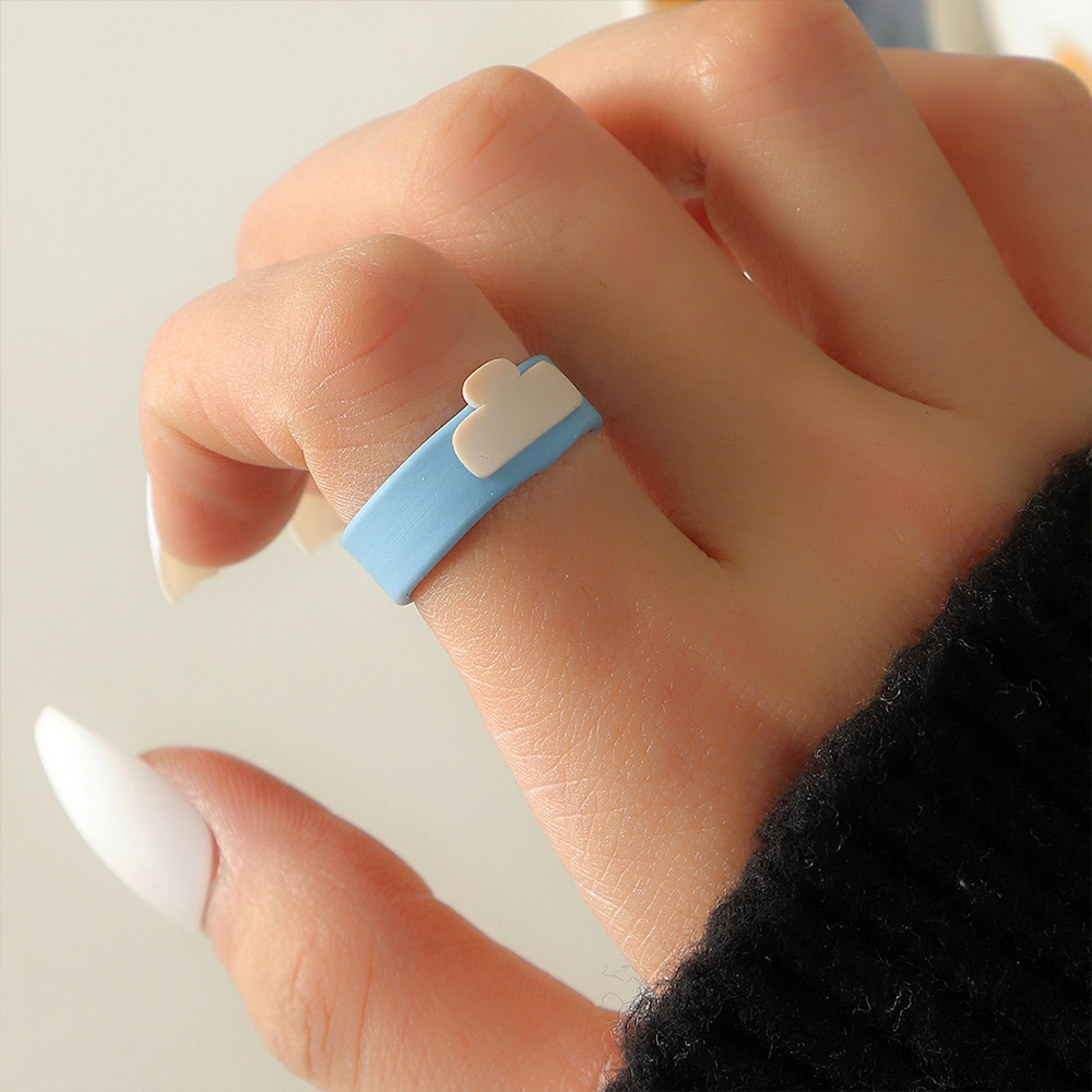 simple acrylic ring female Korean color heart flower index finger ring