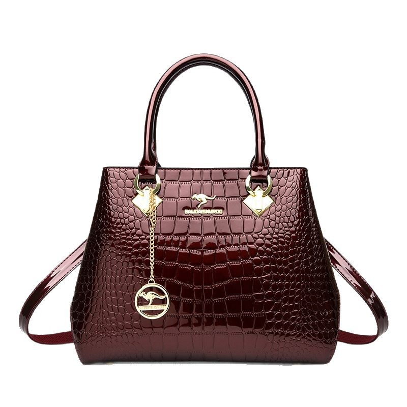 Ladies Retro Shoulder Bag Large Capacity Patent Leather Handbag_voghion.com